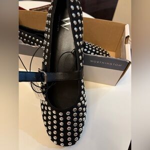 Worthington Black and Silver Studded Flats
